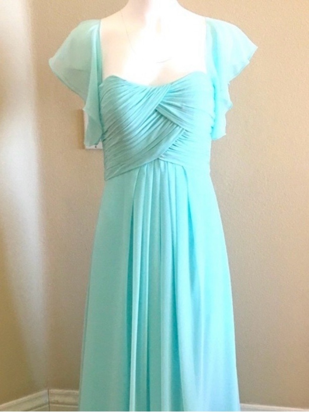 Morilee Madeline Gardner Boho Chic Bridesmaid Dress Mint Green size 6 Chiffon